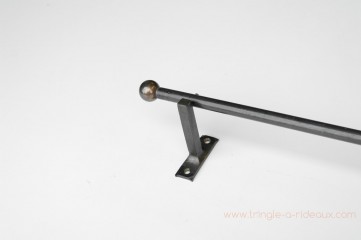 Tringle à rideaux Droite simple 21 sur-mesure en fer forgé boule noircie - détail