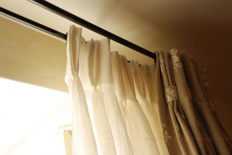 Tringle à rideaux Droite double 16 sur-mesure en fer forgé sans embout - rideaux