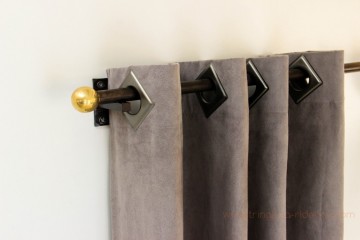 Tringle à rideaux Droite double 16 sur-mesure en fer forgé boule dorée - rideaux