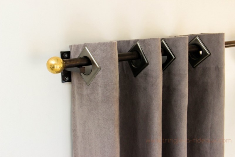 Tringle à rideaux Droite double 16 sur-mesure en fer forgé boule dorée - rideaux