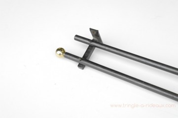 Tringle à rideaux Droite double 16 sur-mesure en fer forgé boule dorée - détail