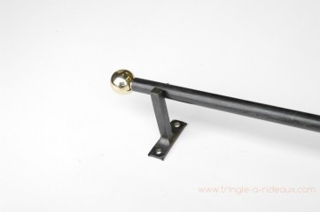 Tringle à rideaux Droite naissance simple 21 sur-mesure en fer forgé boule dorée - détail