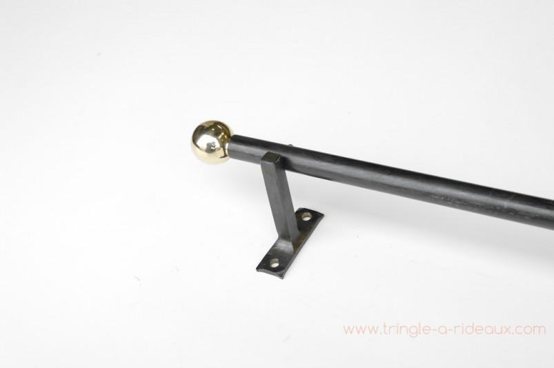 Tringle à rideaux Droite naissance simple 21 sur-mesure en fer forgé boule dorée - détail