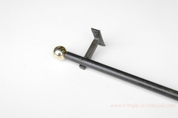 Tringle à rideaux Droite naissance simple 21 sur-mesure en fer forgé boule dorée - détail