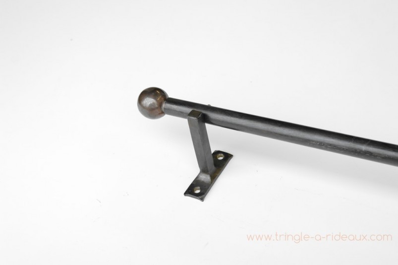 Tringle à rideaux Droite naissance simple 21 sur-mesure en fer forgé boule noircie - détail