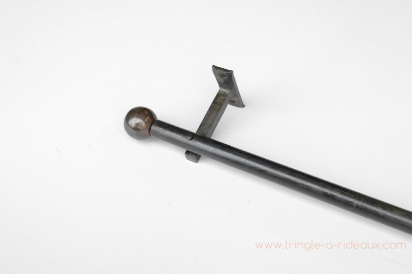 Tringle à rideaux Droite naissance simple 21 sur-mesure en fer forgé boule noircie - détail