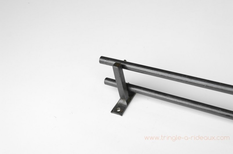Tringle à rideaux Droite naissance double 16 sur-mesure en fer forgé sans embout - détail
