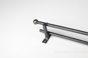 Tringle à rideaux Droite naissance double 16 sur-mesure en fer forgé sans embout - détail