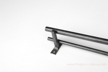 Tringle à rideaux Droite naissance double 21 sur-mesure en fer forgé sans embout - détail