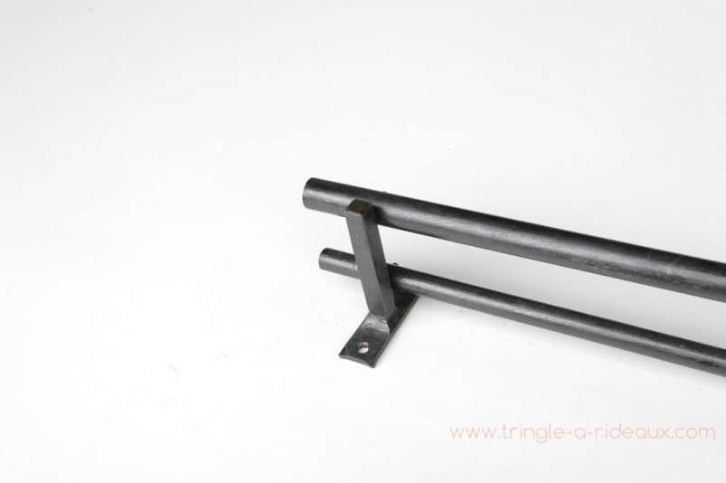 Tringle à rideaux Droite naissance double 21 sur-mesure en fer forgé sans embout - détail