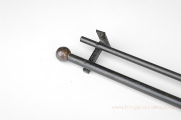 Tringle à rideaux Droite naissance double 21 sur-mesure en fer forgé boule noircie - détail