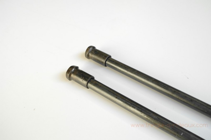 Tringle à rideaux Droite naissance double 21 sur-mesure en fer forgé boule noircie - détail naissance